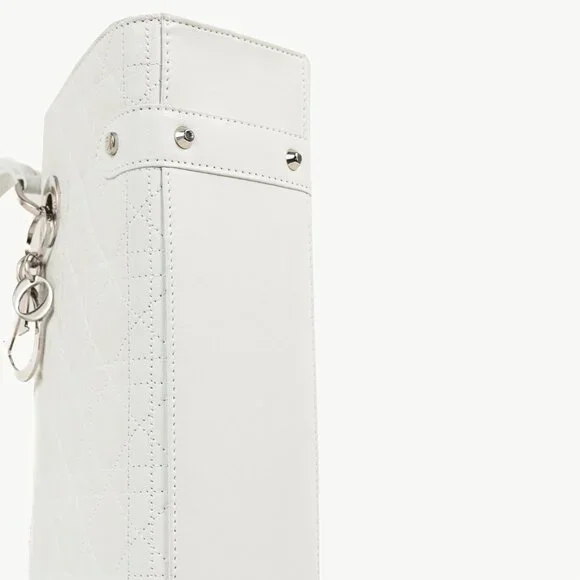 Christian Dior Lady Dior East-West White Leather Double Handle Bag - Picture 5 of 14